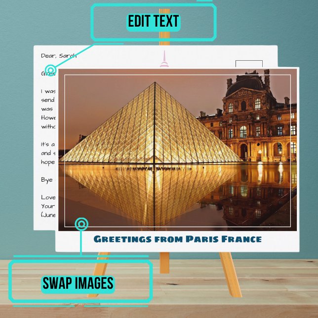 Carte Postale Pyramide du Musée du Louvre de Paris (Instead of buying postcards, use this template to customize text & share your own photo.)