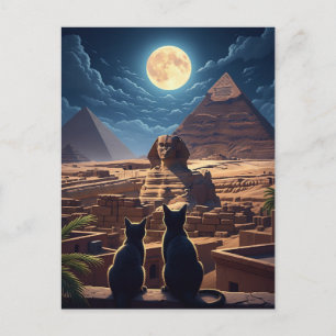 Carte Postale Pyramides sphinx égyptiennes de chats de Gizeh