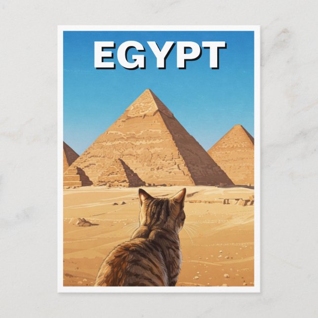 Carte Postale Pyramides sphinx égyptiennes de Gizeh Cat (Devant)