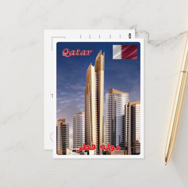 Carte Postale Qatar - Panorama - Gratte-ciel - (Devant/Arrière en situation)