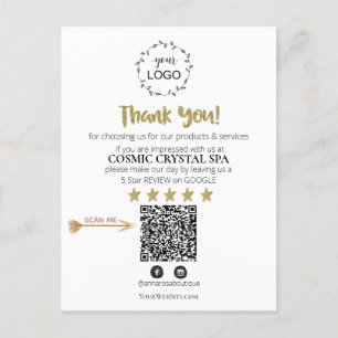 Carte Postale *~* QR Simple Révision Minimale Logo MERCI AP8