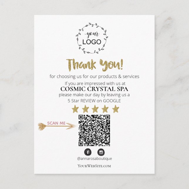 Carte Postale *~* QR Simple Révision Minimale Logo MERCI AP8 (Devant)