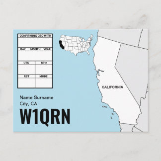 Carte Postale QSL Card California Map