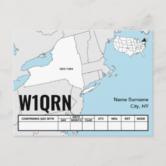 Carte Postale QSL Card New York State Map