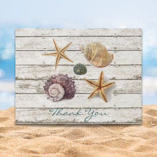 Carte Postale quai bois coquillages plage mariage merci