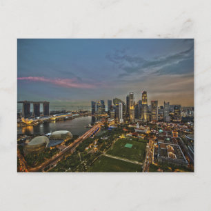 Carte Postale Quai des bateaux Panorama de la ville de Singapour