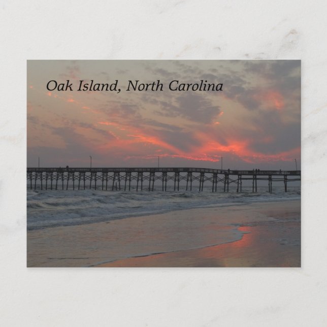 Carte Postale Quai et coucher du soleil - Oak Island, NC (Devant)