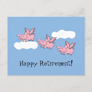 Carte Postale Quand les porcs volent drôle retraite