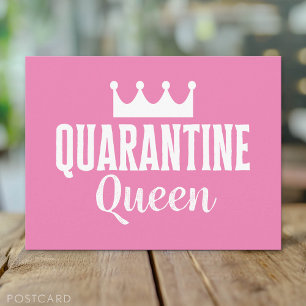 Carte Postale Quarantine Queen 2020 Pink Girly Virus