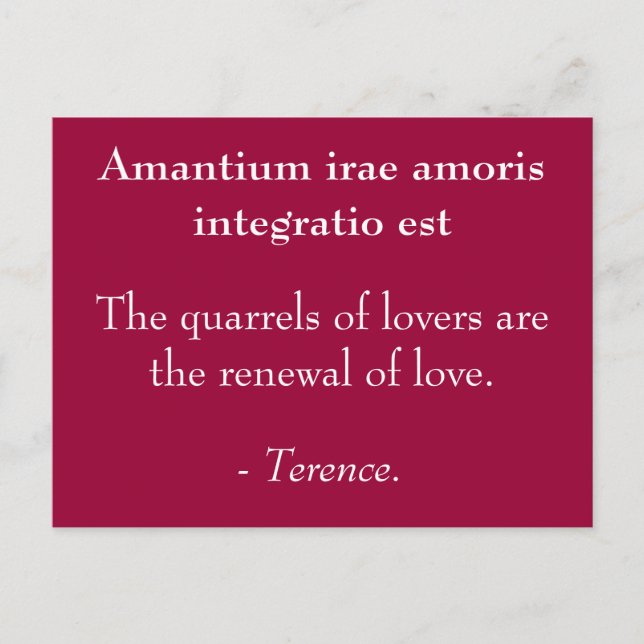Carte Postale Quarres des amoureux - Citation de Terence (Devant)