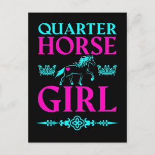 Carte Postale Quart Horse Girl en Aqua et Rose