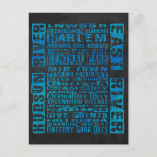 Carte Postale Quartiers de New York en bleu