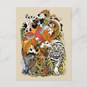 Carte Postale quatre animaux célestes