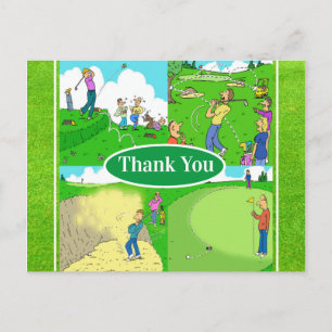 Carte Postale Quatre caricatures amusantes de Golfeur