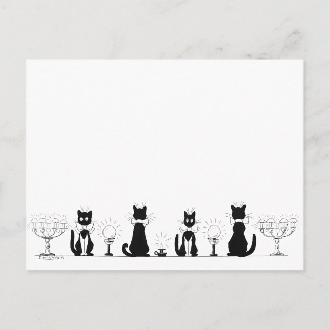 Carte Postale Quatre Chats noirs, Louis Wain (Devant)
