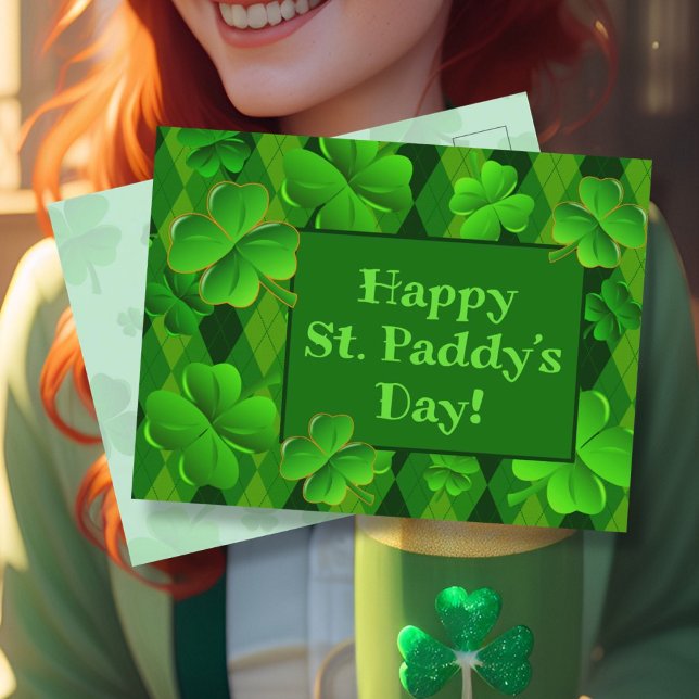 Carte Postale Quatre Clovers de feuilles Joyeux St. Paddys Day (Créateur téléchargé)