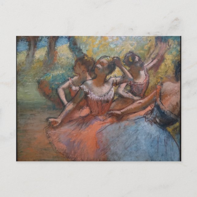 Carte Postale Quatre danseurs de ballet sur scène par degrés (Devant)