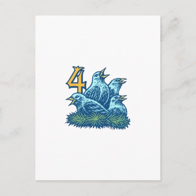 Carte Postale Quatre Oiseaux de colles (Devant)