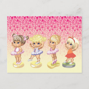 Carte Postale Quatre petites ballerines en tutus