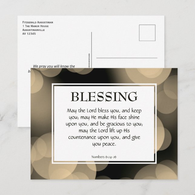 Carte Postale QUE LE SEIGNEUR VOUS BÉNISSE | Numéros 6 Bénédicti (Devant / Derrière)