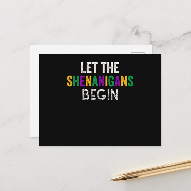 Carte Postale Que Les Shenanigans Commencent Mardi Gras (Devant/Arrière en situation)