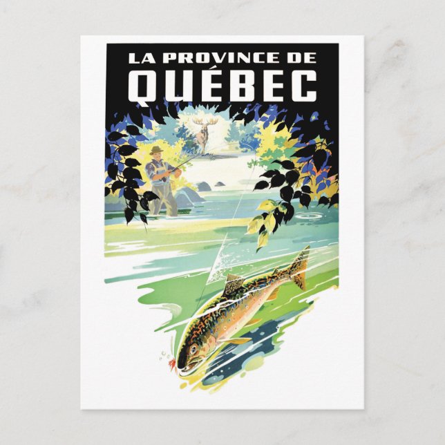 Carte Postale Québec, Canada. Pêche en rivière (Devant)