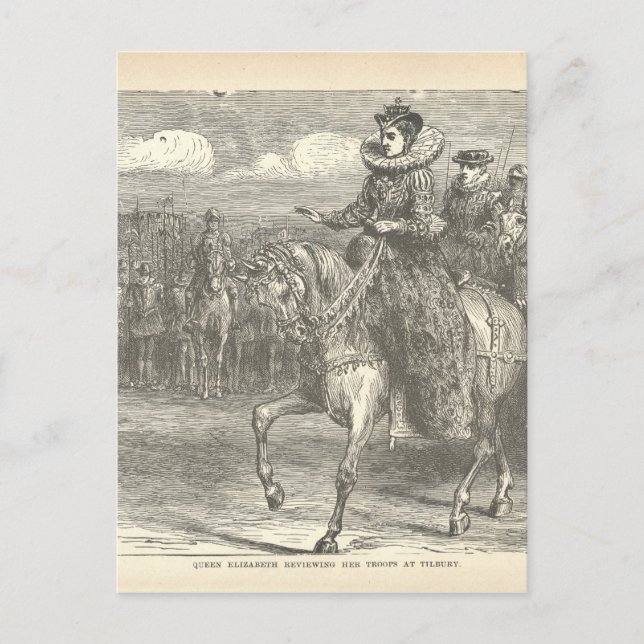 Carte Postale Queen Elizabeth I à Tilbury Antique Engraving (Devant)