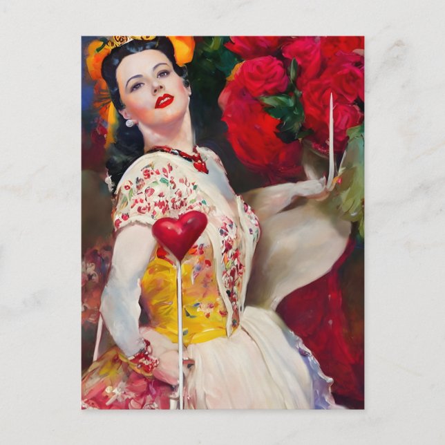 Carte Postale Queen of Hearts AI Génération de peinture (Devant)
