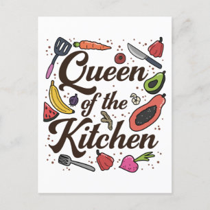Carte Postale Queen Of The Kitchen Cuisine Amoureux Drôle Chef