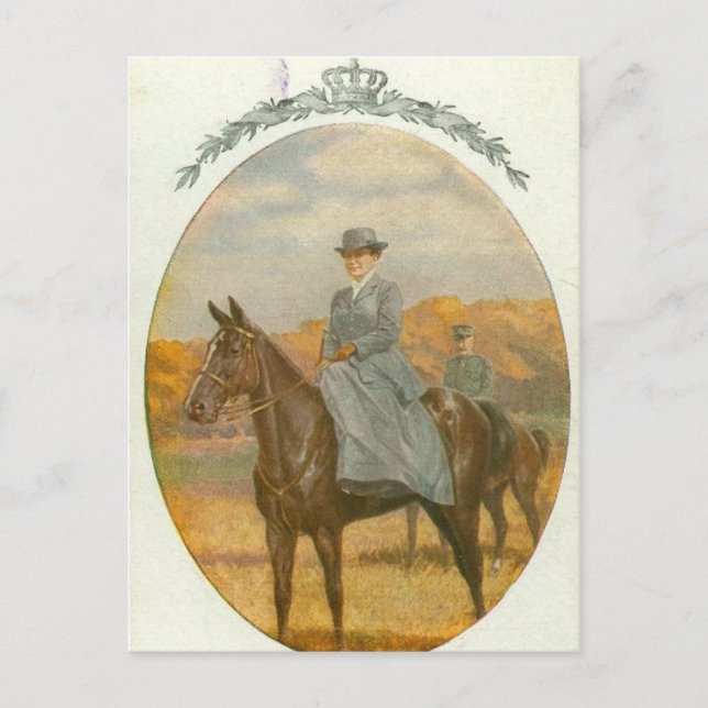 Carte Postale Queen Wilhelmina à cheval sur le côté #020SS (Devant)