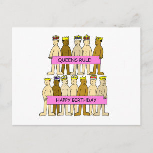 Carte Postale Queens Rule Dessin Hommes Portant Des Couronnes