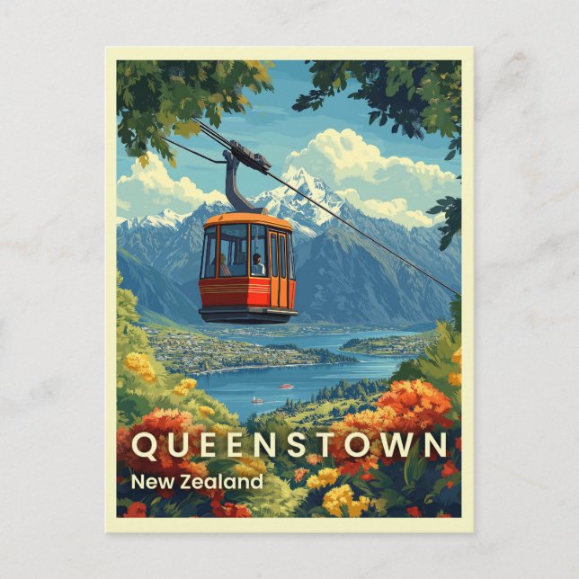Carte Postale Queenstown, Nouvelle-Zélande Superbes vues sur la  (Devant)