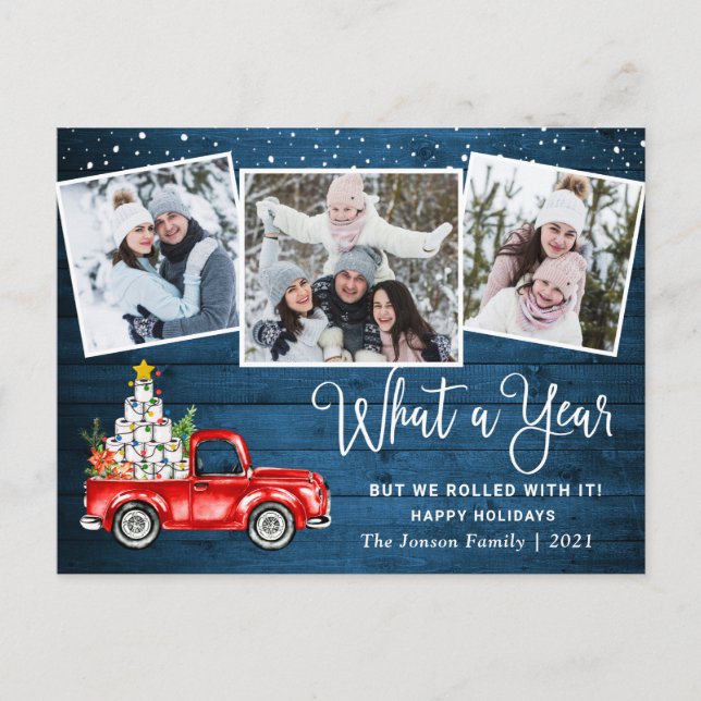 Carte Postale Quelle année Noël Camion de ferme rouge photo (Devant)