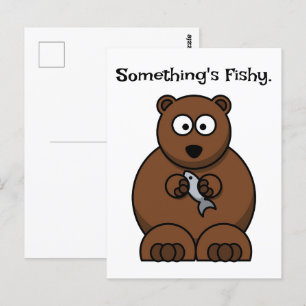 Carte Postale Quelque chose d’amusant Poisson Brown Ours Cartoon