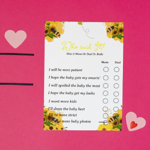 Carte Postale Qui a dit qu'il baby shower partie jeu papa ou mam