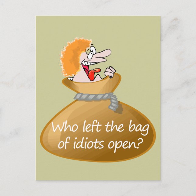 Carte Postale Qui a quitté le sac d'Idiots Open Fun Citation (Devant)