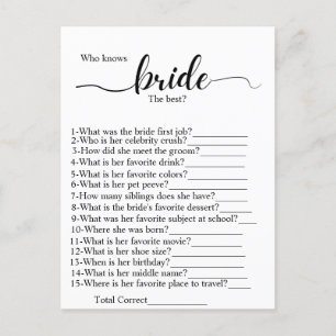 Carte Postale Qui connaît la mariée meilleur jeu de douche de ma