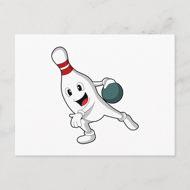 Carte Postale Quille de bowling au Bowling avec boule de bowling (Devant)