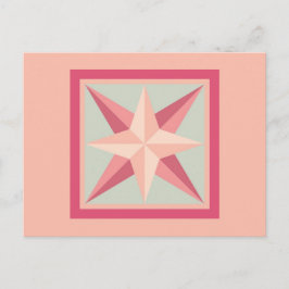 Carte postale Quilt - Étoile biseautée (rose/gris)