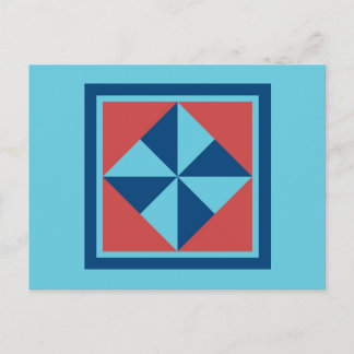 Carte postale Quilt - Pinwheel (marine/rouge)