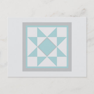 Carte postale Quilt - Stylo à dents de scie (bleu