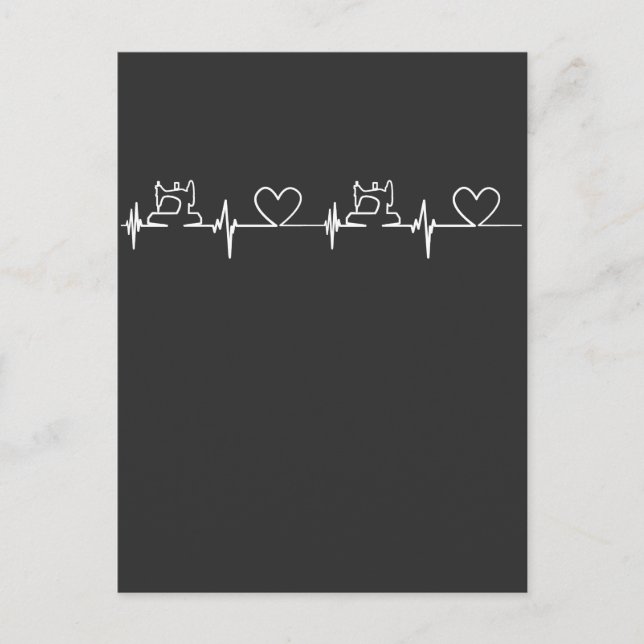 Carte Postale Quilting Quilter Coudre Cadeaux De Coeur EKG (Devant)