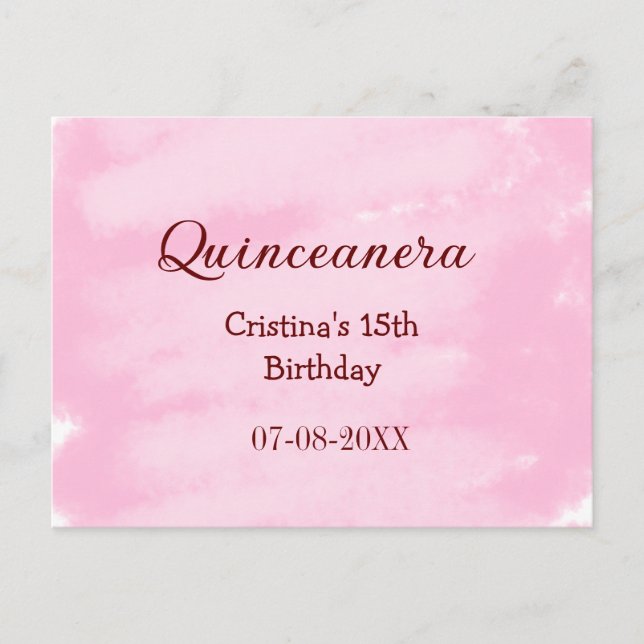 Carte Postale Quinceanera 15 ans anniversaire ajouter nom textur (Devant)