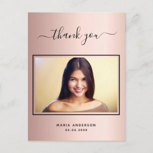 Carte Postale Quinceanera merci personnalisé photo rose or