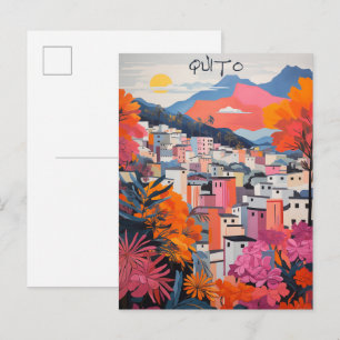 Carte Postale Quito Équateur Voyage Ville Peinture Esthétique