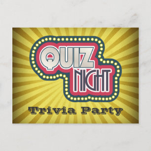 Carte Postale Quiz Night Trivia Party Invitation