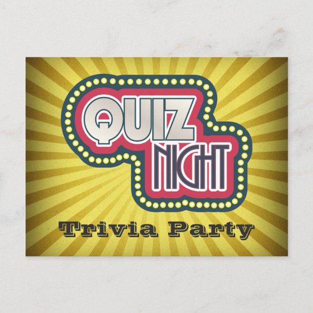 Carte Postale Quiz Night Trivia Party Invitation (Devant)