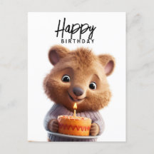 Quokka mignon avec gâteau d'anniversaire 