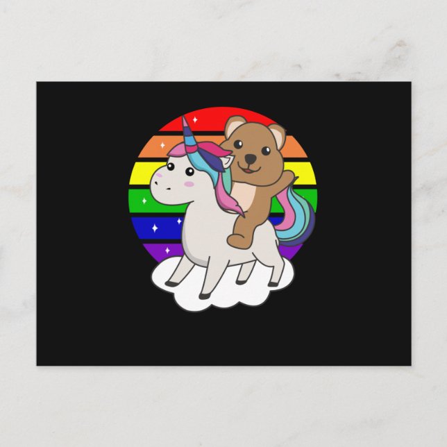 Carte Postale Quokka Unicorn Rainbow Animaux Quokkas Unicorns (Devant)