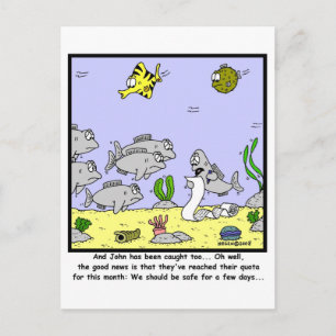Carte Postale Quota de pêche : Caricature de poisson